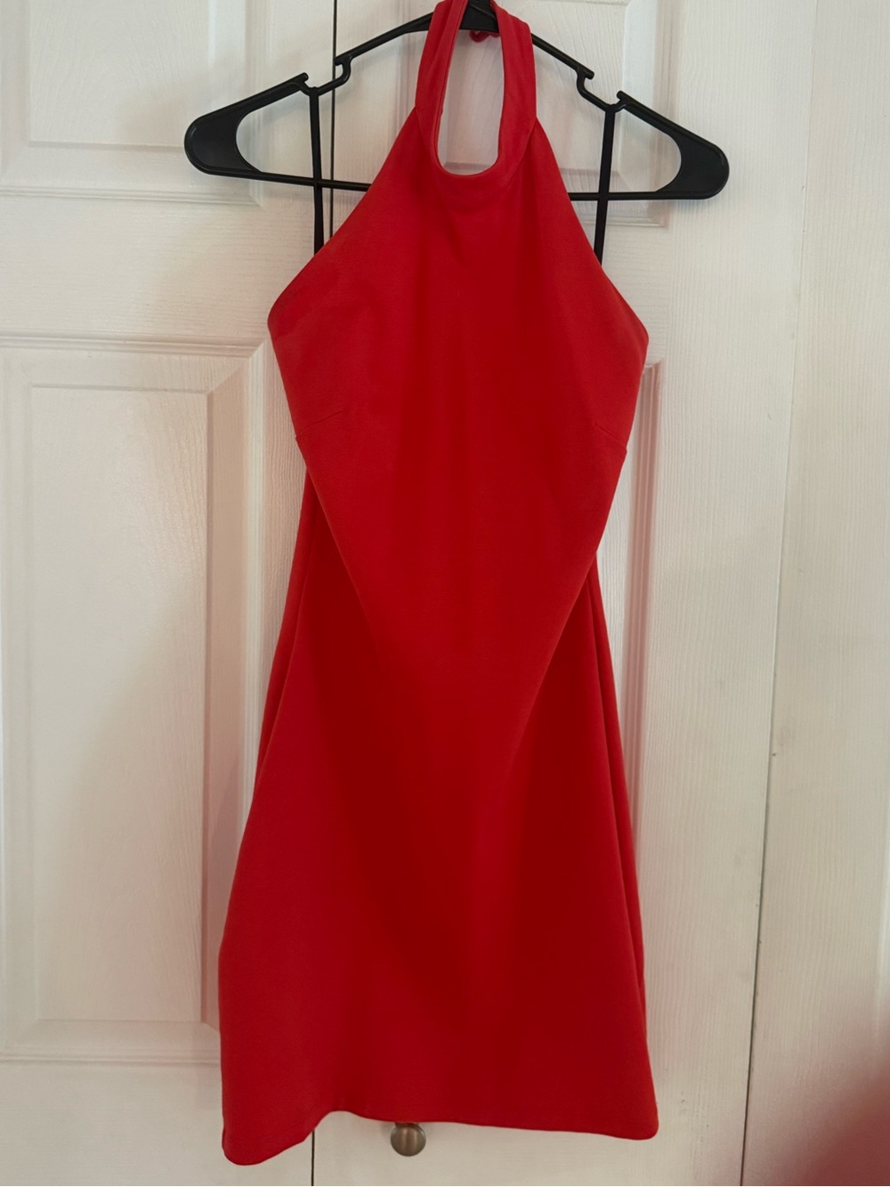 bebe Neon Orange Logo halter dress